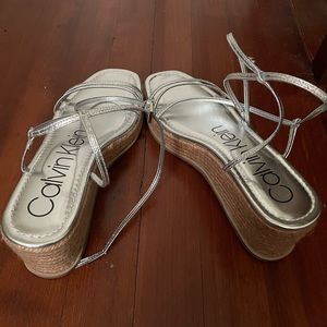 Calvin Klein women strap sandals silver size 8.5